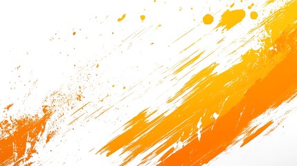 Canvas Print - Orange paint strokes, abstract design, white background, graphic design element