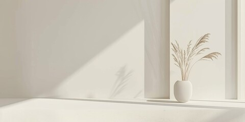 Poster - A minimalistic aesthetic featuring a light ivory backdrop, Clean shapes and neutral shades, Contemporary minimalist style