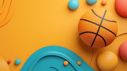 Poster - Colorful basketball on abstract background.  Possible use  sport design