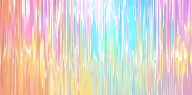 Colorful pastel rainbow holographic background with vertical lines. Abstract digital glitch texture for banner, poster, or web design element