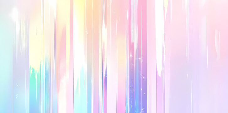 Colorful pastel rainbow holographic background with vertical lines. Abstract digital glitch texture for banner, poster, or web design element