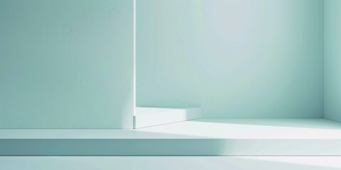 Poster - A minimalistic aesthetic featuring a light mint backdrop, Subtle geometric patterns and pastel tones, Contemporary minimalist style