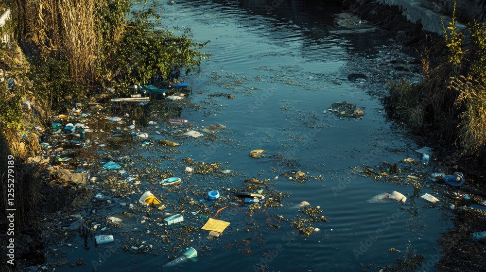 Waterway Polution Polluted Waterway: Environmental Damage and the Impact of Plastic Waste ...