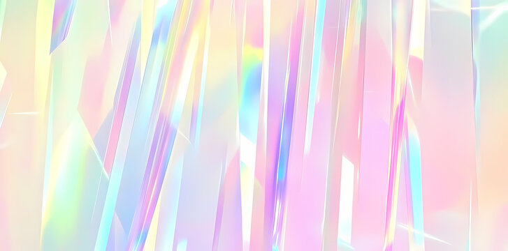 Colorful pastel rainbow holographic background with vertical lines. Abstract digital glitch texture for banner, poster, or web design element