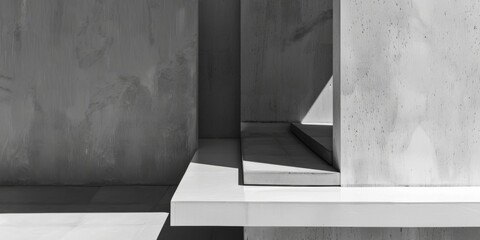 Poster - A minimalistic aesthetic featuring a light slate backdrop, Geometric shapes and subtle contrasts, Contemporary minimalist style