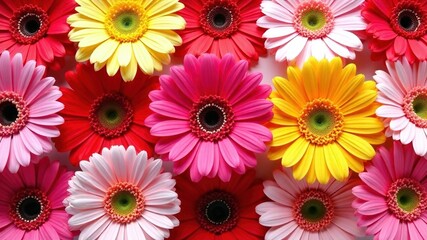 Wall Mural - Gerbera Flower Pattern Background -  Bright & Bold