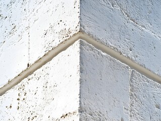 Poster - Angular White Wall Corner with Rough Texture and Shadow Casting Creates a Modern Aesthetic