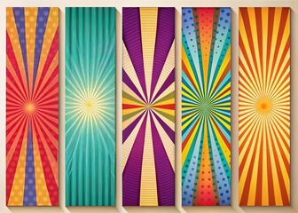 Canvas Print - Retro banners: 60s, 70s, 80s sunburst stripes.