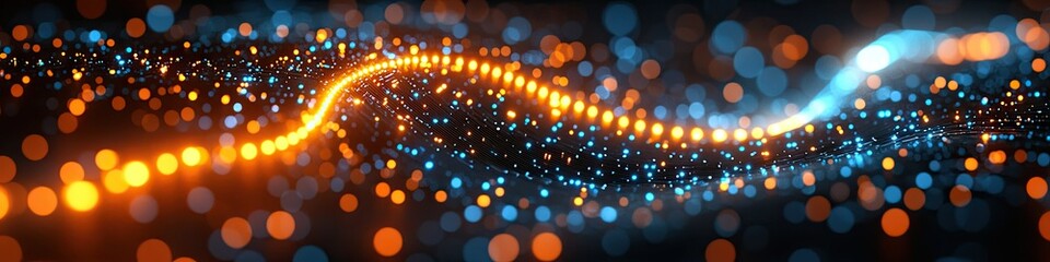 Poster - Abstract Blue and Orange Light Wave Pattern