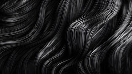 Leinwandbilder - Captivating dark abstract background with fluid dynamic waves and curves in monochrome shades creating a mesmerizing and sophisticated visual expression