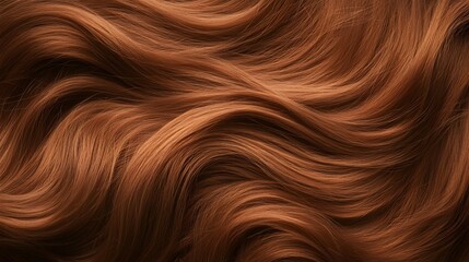 Aufkleber - Captivating image showcasing the flowing wavy patterns and rich vibrant color of luxurious auburn hair against an background