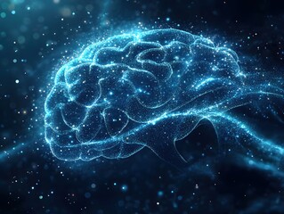 Poster - Glowing brain illustration depicting intelligence creativity and innovation in technology