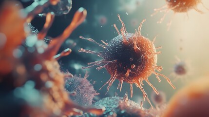 Poster - captivating microscopic view of a vibrant and intricate cellular structure revealing the complexity 