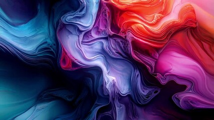 Aufkleber - Spectacular animation featuring a dynamic mix of red and azure colors. Smooth color transitions and smooth motion enhance the effect of fluid shapes