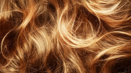Aufkleber - Captivating Waves of Radiant Blonde Hair Flowing in Elegant Movement and Textural Allure  Closeup portrait of a woman s long curly hair in a vibrant