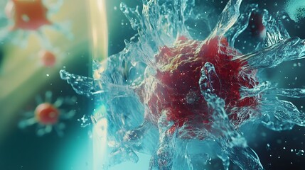 Leinwandbilder - Capturing the Fleeting Moment of a Splashing Red Flower in Dynamic Water Motion Showcasing the Captivating Beauty and Ephemeral Elegance of Nature s Expression