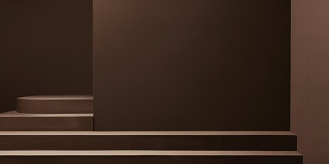 Aufkleber - A minimalistic composition with a dark brown backdrop, Simple forms and strong contrasts, Sleek minimalist style