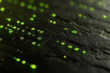 Leinwandbilder - Digital Matrix Style Background with Glowing Green Code Elements
