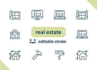 Wall Mural - Real estate icons. House, buildings, home vector icon set