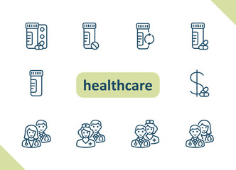 Wall Mural - Healthcare icons. Health care, hospital, medical vector icon set