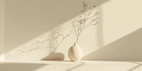 Aufkleber - A minimalistic composition with a light ivory backdrop, Geometric shapes and delicate contrasts, Sleek minimalist style