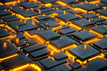 Leinwandbilder - Abstract Circuit Board with Glowing Lines and Modern Texture Design