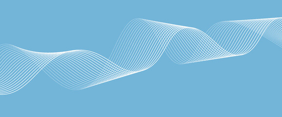 Poster - abstract blue smooth wave on a white background. dynamic sound wave. design element. vector illustra
