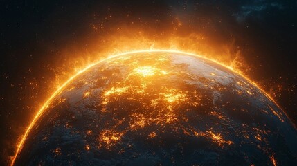 Wall Mural - glowing veins of energy flowing across the surface of the living planet earth