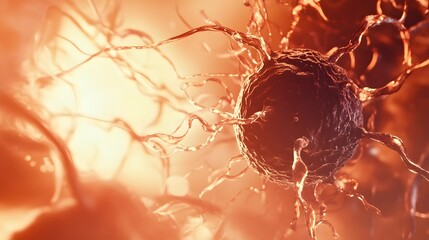 Fototapete - Microscopic perspective of the intricate neural network within the human brain showcasing the complex connectivity and structure of nerve cells