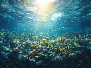 Wall Mural - Glowing Planet Earth Illuminated by Bioluminescent Marine Life in the Deep Ocean