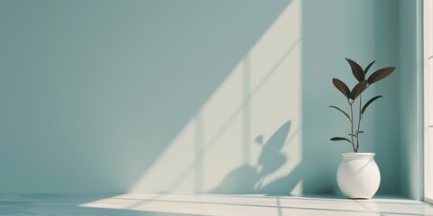 Aufkleber - A minimalistic setup featuring a light azure backdrop, Smooth textures and clean shapes, Contemporary minimalist style