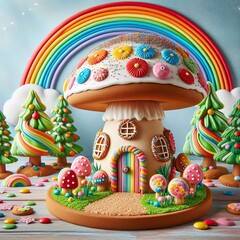 Wall Mural - A mushroom-shaped cookie house