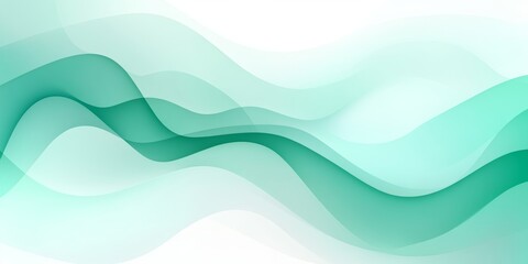 Poster - Abstract Flowing Waves Texture Background in Minimalist Monochromatic Pastel Green Color Design