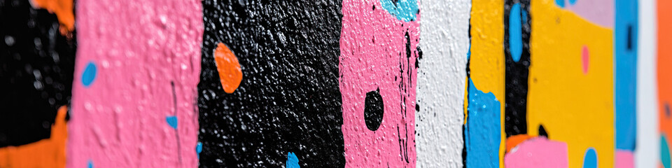 Poster - Abstract Painting with Textured Stripes and Dots