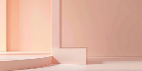 Wall Mural - A refined minimalist composition with a light pastel peach, Abstract shapes and clean lines, Modern minimalist design