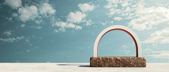 Wall Mural - Abstract Minimalist Arch Structure Under a Blue Sky