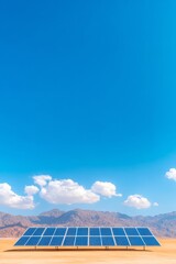 Poster - Horizon Solar Field Aesthetic Photovoltaic Panels against Azure Sky - Clean Energy Strategy and Eco-Tech Content for Modern Industrial Sustainability Initiatives