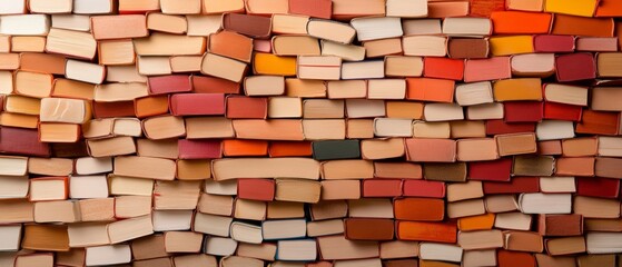 Aufkleber - Vibrant Textured Book Stack Vertical Hardcover Volumes and Rhythmic Pattern - Creative Publishing Visuals for Modern Library and Bookstore Merchandising