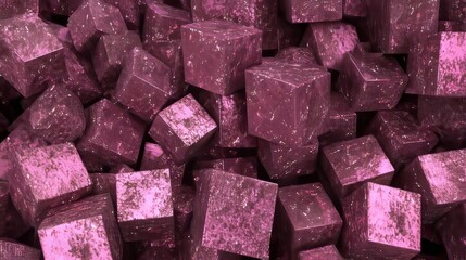 Poster - Abstract Pink Cubic Forms Patterned Arrangement