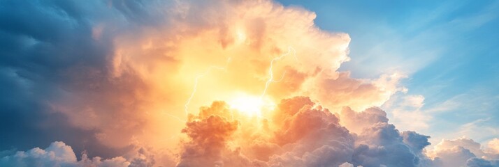Fototapete - Energetic Stormscape Imagery Dynamic Lightning Capturing Through Dramatic Cloud Formations - Stunning Atmospheric Textures for Digital Marketing and Weather Science Applications