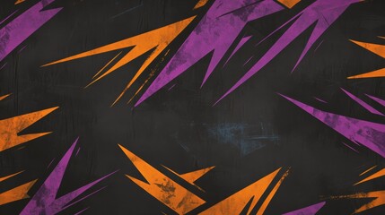 Poster - Abstract Purple And Orange Geometric Pattern On Black Background With Scratches And Rough Texture
