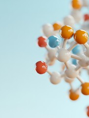 Aufkleber - Futuristic Molecular Art Colorful Molecular Model in Soft Focus - Cutting-Edge Medical Research Visualization for Healthcare Innovation and Tech Marketing