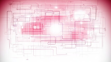 Poster - Abstract Red Lines Interconnected Pattern Design on White Background Technology Network Structure