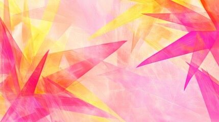 Poster - abstract sharp geometric shapes of pink orange and yellow hues in a textured digital render