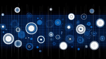 Poster - Abstract Spherical Forms on a Grid Network Displaying a High Tech Design Aesthetic