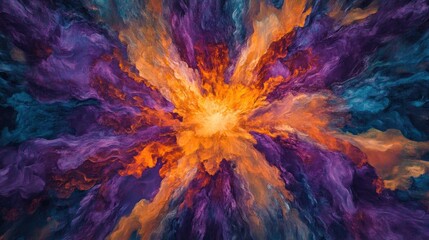 Poster - Radiant Burst, A Captivating Explosion of Vibrant Hues and Textured Depth