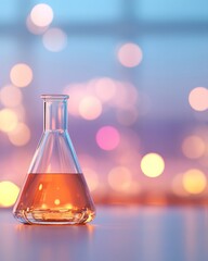 Aufkleber - Modern Glass Chemistry Bottle Ethereal Light Reflections on Liquid Gold - Premium Scientific Display and Innovative Research Branding