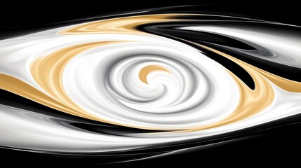 Poster - Abstract Swirl of White Gold and Black Lines Creating a Dynamic Visual Composition