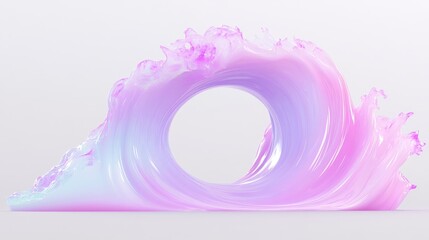 Poster - Abstract Swirl Wave with Pink and Purple Hues and a Central Circular Opening in 3D Rendering