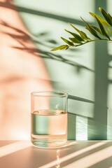 Poster - Minimalist Aesthetic Pure Water Splash on Neutral Gradient - Dynamic Hydration Imagery for Beverage Marketing and Wellness Branding, Emphasizing Purity and Refreshment